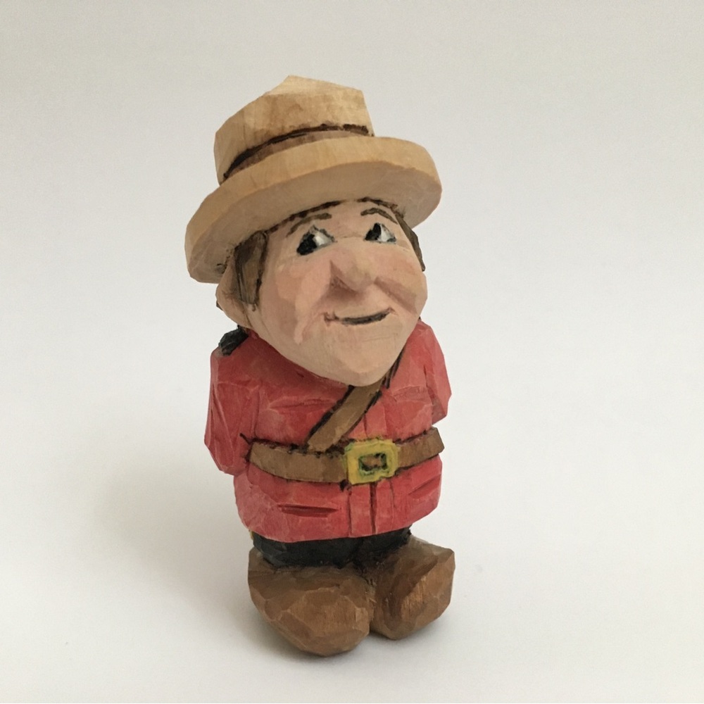 Little Scandinavian Flat-plane Style Carved Canadian Mountie